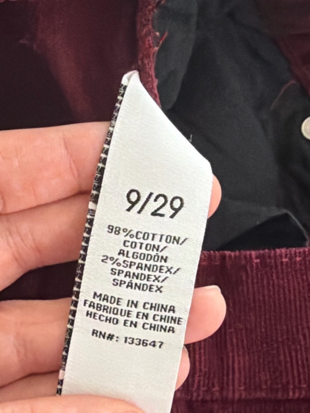 Celebrity Pink Burgundy Corduroy Flare Jeans Raw Hem Stretch Size 9/29 - Picture 9 of 10